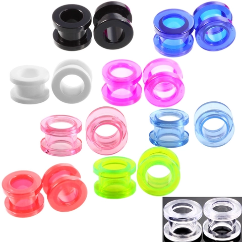 Acryl Ear Tunnel Body Piercing Schmuck Double Flare Schraubverschluss Glatt Poliert Ohr Plugs Verschiedene Farben Unisex Gauges