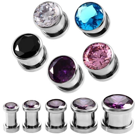 Exotisch Metall Runde Zirkonia Ohr-Plugs Bodypiercing Schmuck Eingelegte Strasssteine Flesh Tunnels Für Damen Herren Unisex Zubehör