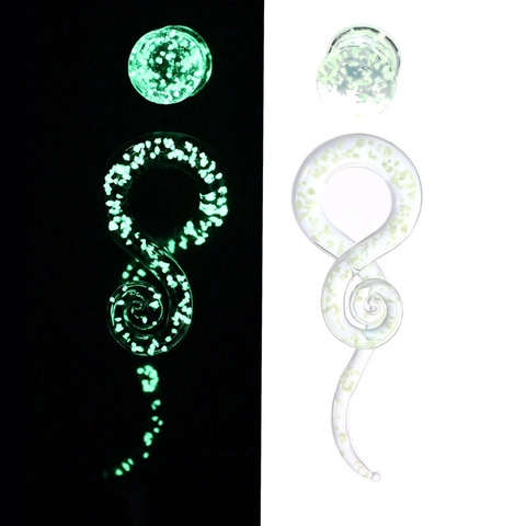 Glow In The Dark Glas Ohrstöpsel Und Tapers Spiral Gauge Körper Piercing Schmuck Für Herren Damen Leuchtendes Glas Stretching Set