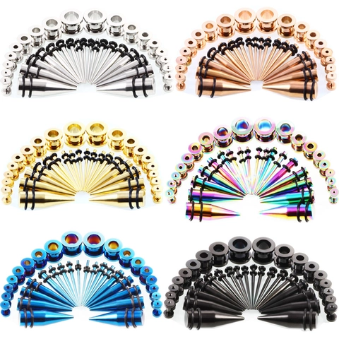 316 Roestvrij Stalen Oorrekkers En Tunnels Piercing Sieraden Voor Heren Dames Diverse Kleuren Expansie Gereedschap Punk