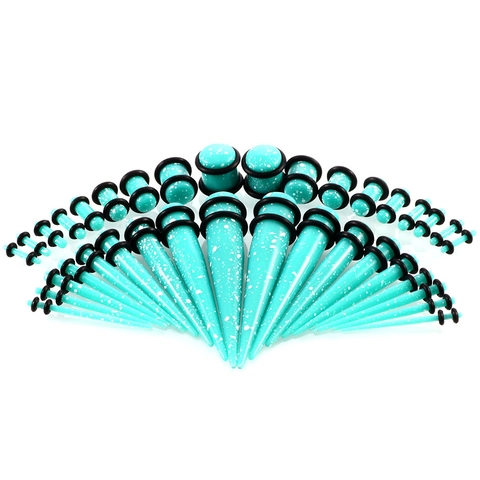 Acryl Ohrdehnungs-Set Kegel Und Stecker 14G-00G Splatter-Muster Körper-Piercing-Schmuck-Set Für Herren Damen