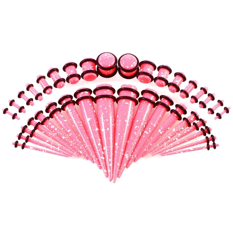 Acryl Ohrdehnungs-Set Kegel Und Stecker 14G-00G Splatter-Muster Körper-Piercing-Schmuck-Set Für Herren Damen