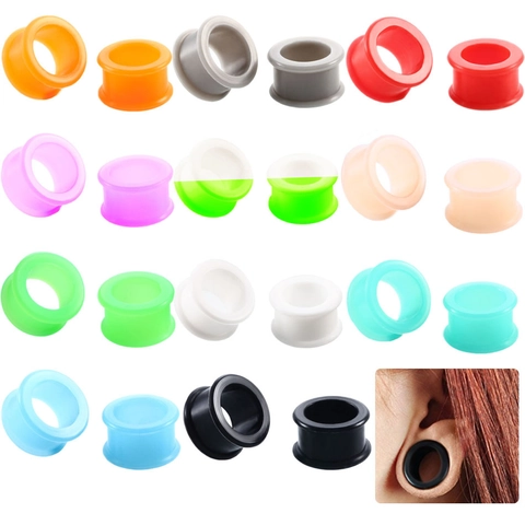 Silicone Ear Gauges Flesh Tunnels Soft Flexible Double Flare Body Piercing Jewelry Mixed Colors Expander For Daily Men Women
