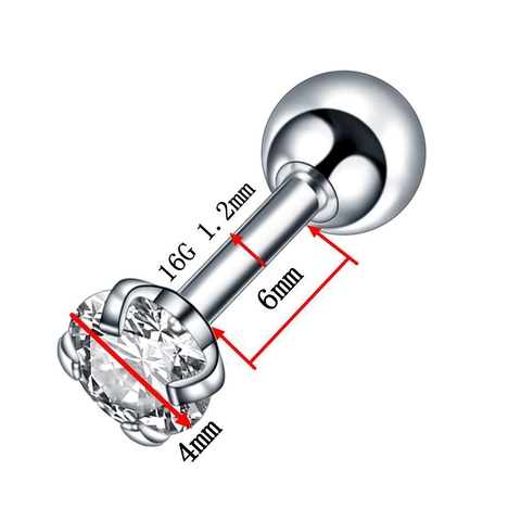 Edelstahl Zirkonia Ohrknorpel Stecker Für Damen Rund Herz Stern Form Piercing Schmuck Ohr Knochen Nagel