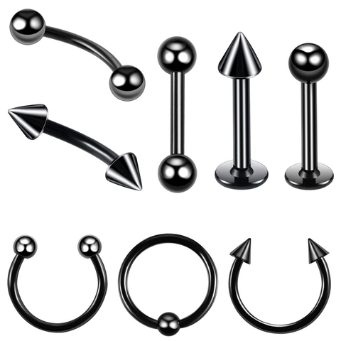 Minimalist Stainless Steel Body Piercing Jewelry Eyebrow Ring Earring Labret Stud Horseshoe Hoop Ball Spike Unisex Accessory