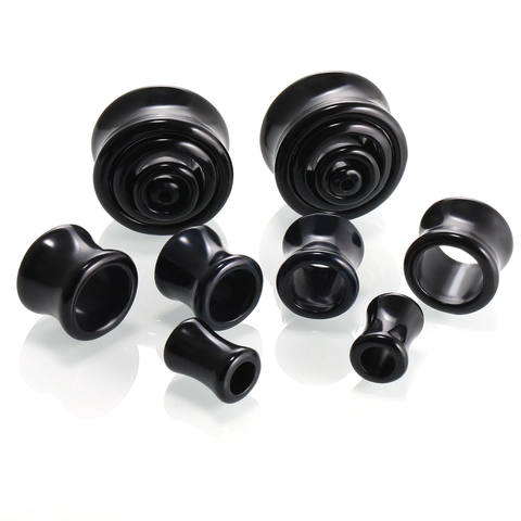 Acrylic Hollow Ear Tunnel Plug Double Flared Saddle Expander Piercing Body Jewelry For Unisex Black White Accessory