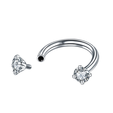 Stainless Steel Horseshoe Piercing Ring Circular Barbell With Round Zirconia Septum Nose Lip Ear Cartilage Hoop Piercing Jewelry For Unisex
