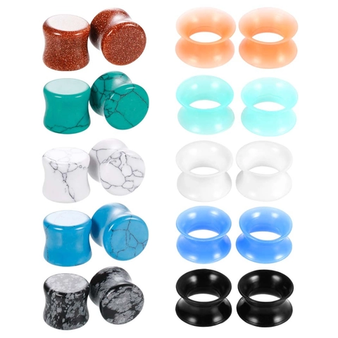 Stein Silikon Gemischter Stil Ohrstecker Tunnel Körper Piercing Stretching Kit Sortierte Farben Ohr Gauges Expansion Schmuck
