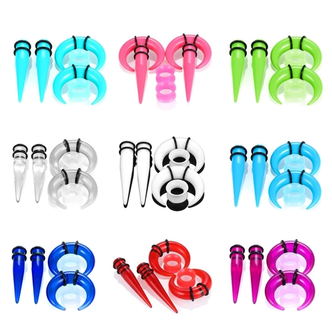 Acryl Silikon Ohr-Expander Set Mit Tapers Spirals Und Plugs Körper Piercing Schmuck Gauges Für Herren Damen