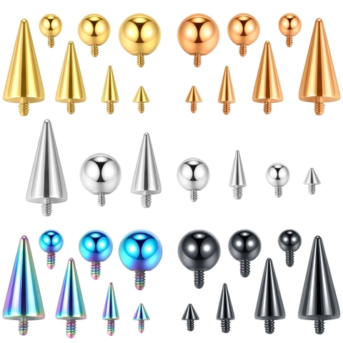 Edelstahl Außengewinde Ersatz Kugel Und Spitze Enden Für Piercing Schmuck DIY Schmuckherstellung Zubehör Punk Stil