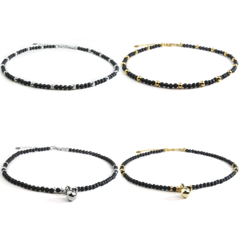 Minimalist Stainless Steel Lava Rock Beaded Necklace With Artificial Pearl Fashion Unisex 18K Gold Plated Jewelry