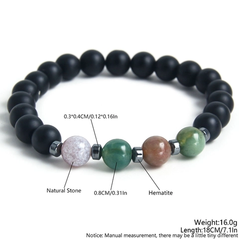 Natural Yellow Tiger Eye Lava Stone Matte Agate Beaded Bracelet For Men Women Hematite Spacer Elastic Handmade Jewelry Gift