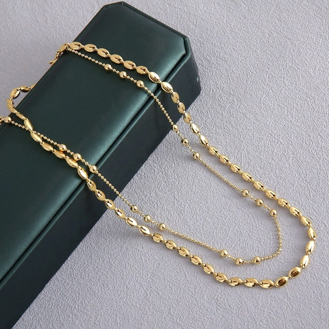 Modieuze Vergulde Koperen Ketting Voor Dames Hip Hop Ovale Koffieboon Schakelketting Sieraden Dagelijks