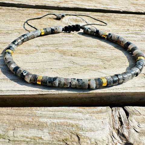 Natural Stone Square Bead Adjustable Woven Bracelet For Women Rose Quartz Labradorite African Pine Handmade Jewelry Gift