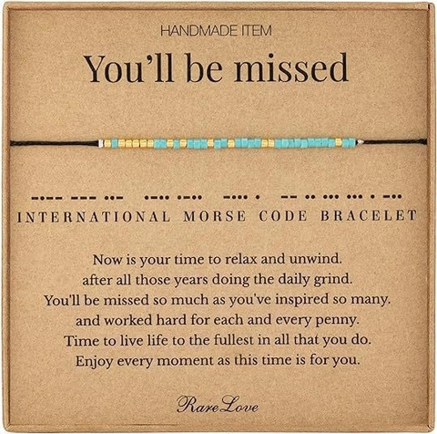 Handmade Morse Code Bracelet Natural Stone Alloy Beads Woven Adjustable Jewelry For Sister Nursing Gift Friendship Bracelet
