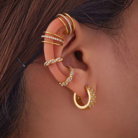 Stainless Steel Zirconia Twist Ear Cuffs For Women Fashion Non Piercing Multilayer Hoop Earrings Minimalist Jewelry Gift