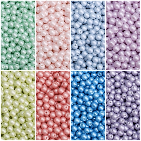4mm Round Glass Artificial Pearl Loose Beads For DIY Jewelry Making Bracelet Necklace Phone Chain Handmade Accessories Multi-Colored