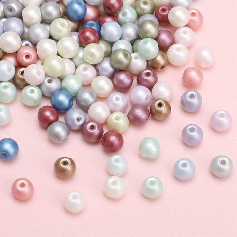 4mm Round Glass Artificial Pearl Loose Beads For DIY Jewelry Making Bracelet Necklace Phone Chain Handmade Accessories Multi-Colored
