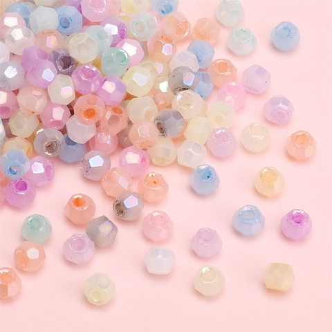 4mm Faceted Glass Beads For DIY Jewelry Making AB Aurora Coating Macaron Colored Spacer Beads For Bracelet Necklace Craft