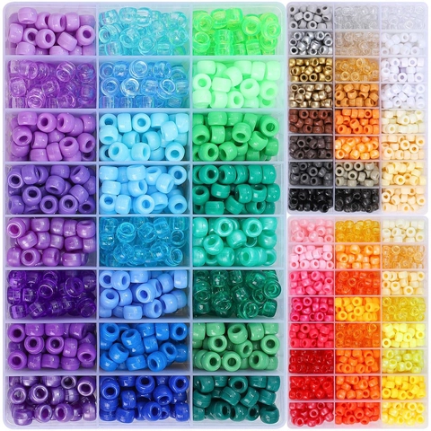 Kleurrijke Plastic Pony Kralen Kit DIY Sieraden Maken Ronde Losse Kralen Organizer Box Voor Armband Ketting Telefoonketting Knutselen