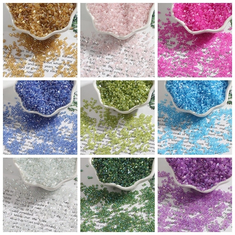 2mm Iridescent Glass Bugle Beads For DIY Jewelry Making Embroidery Hand Sewing Materials Rainbow AB Coating Pipe Beads