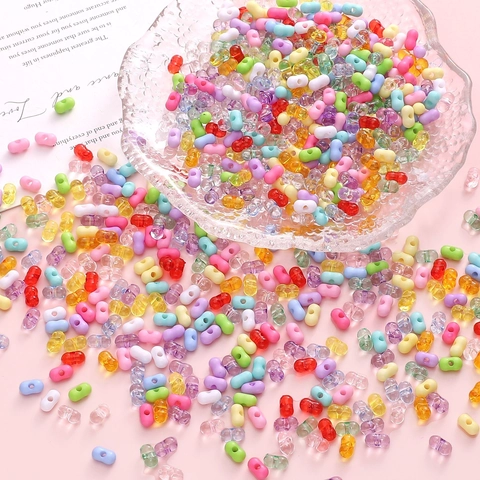 Acrylic Peanut Shape 2 Hole Beads Small Seed Beads For DIY Handmade Bracelet Necklace Jewelry Making Finding Matte Transparent