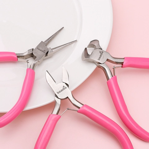 Professional Alloy Jewelry Making Pliers Rust Resistant Tools For DIY Handicraft Beading Pink Anti Slip Handle Multi Style