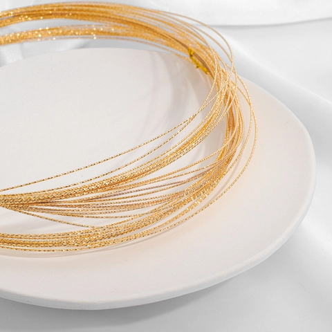 Filo per Gioielli in Ottone Placcato Oro 18K Semiduro con Taglio Diamante Filo Artigianale Testurizzato per Creazione Fai-da-te Collane Bracciali
