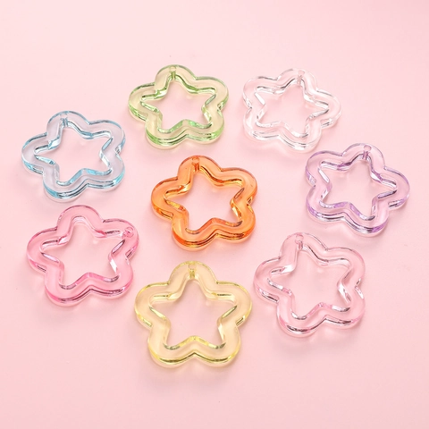 Acryl Holle Ster Hanger Kleurrijke Macaron Doorschijnend DIY Sieraden Accessoires Voor Sleutelhanger Ketting Armband Maken