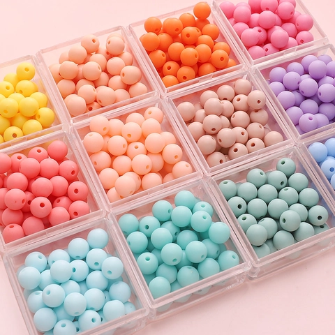 Frosted Acrylic Round Beads For DIY Jewelry Making Macaron Solid Color Matte Spacer Beads For Bracelet Necklace Handcraft Materials