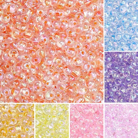 4mm Irisierende Glas Rundperlen AB Farbe Transparent Lose Samenperlen Für DIY Schmuckherstellung Armband Halskette Zubehör