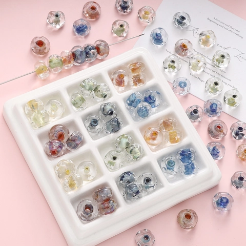 Handmade Lampwork Glass Beads Water Ripple Wheel Spacer Beads For DIY Jewelry Making Bracelet Necklace Artistic Craft Accessories