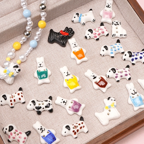 Süße Cartoon Hund Hase Keramik Perlen Für DIY Schmuckherstellung Armband Halskette Handgefertigte Barock Bastelperlen Zubehör