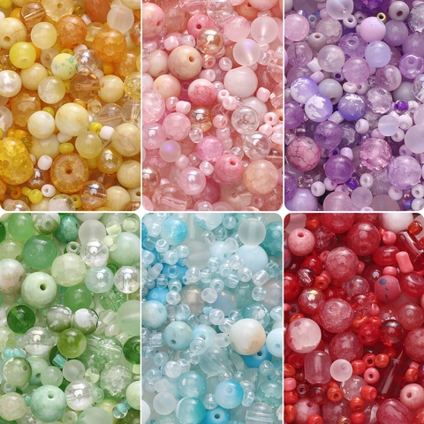 DIY Glass Beads Set Mixed Colors Round Acrylic Resin Spacer Beads For Jewelry Making Bracelet Necklace Handmade Crafting