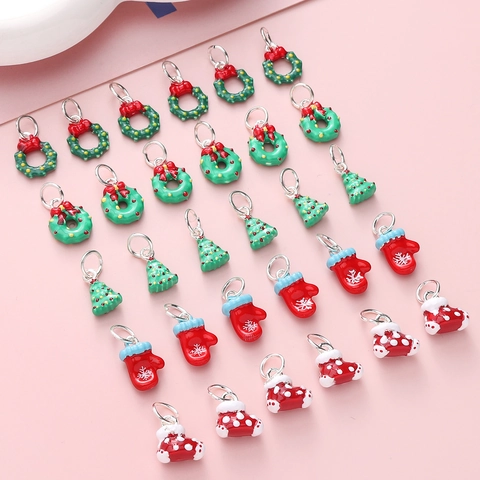 Cartoon Christmas Alloy Enamel Pendants For DIY Jewelry Making Bracelet Necklace Santa Claus Reindeer Tree Festive Charms