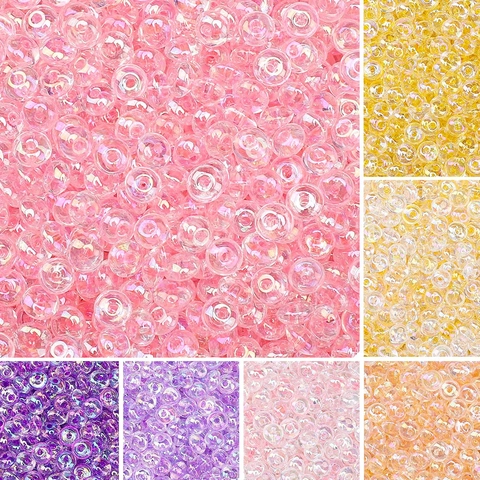 Iridescent Glass Seed Beads Rondelle Abacus Loose Beads For DIY Jewelry Making Handmade Bracelets Necklaces Decorative Craft Supplies