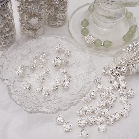 Alloy Lotus Flower Bead Caps Spacers For DIY Jewelry Making Handmade Necklace Bracelet Silver Color Findings Accessories