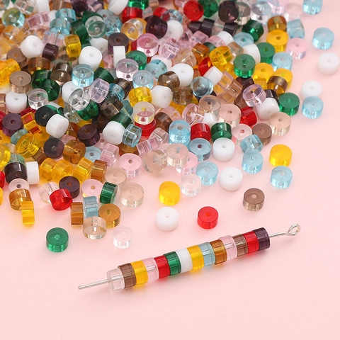 4mm Colored Glass Disk Beads Flat Round Spacer Beads For DIY Jewelry Making Handmade Bracelets Necklaces Accessory Glass Beads