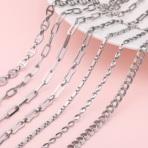 DIY Stainless Steel Jewelry Chain For Bracelet Necklace Making Polished Geometric Link Chain Jewelry Findings Accessory Material