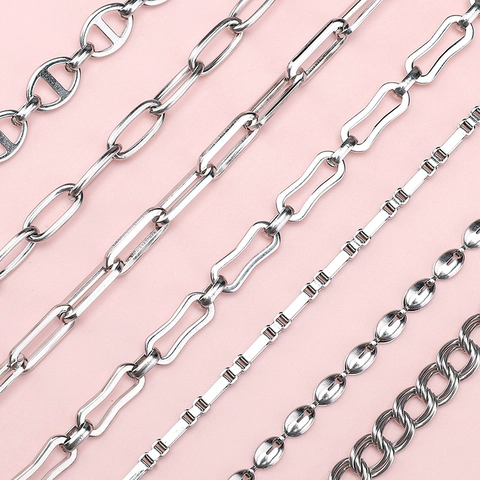 Stainless Steel Jewelry Chains For DIY Necklace Bracelet Making Polished Metal Link Chain Minimalist Jewelry Accessories