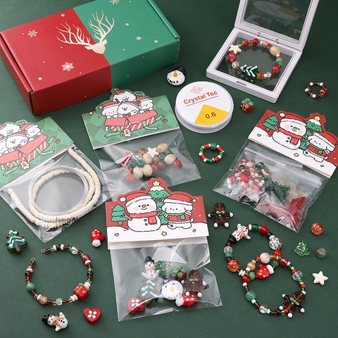 DIY Beading Kit Christmas Animal Collection Acrylic Ceramic Beads Charms Elastic Thread For Bracelet Necklace Making