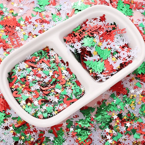 Lentejuelas Navideñas Mezcladas Confeti Copo de Nieve Árbol de Navidad Reno Estrella Para Manualidades DIY Decoración Ropa Fiesta