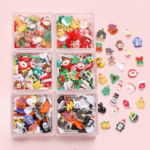 Cartoon Kerstmis Halloween Hars Flatback Charms Voor DIY Haaraccessoires Ambachten Sieraden Maken Mini Vakantie Cabochons