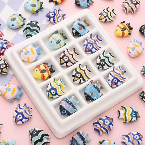 Hand Painted Ceramic Tropical Fish Beads Colorful DIY Jewelry Making Animal Shaped Glazed Porcelain Loose Beads For Handcrafted Supplies