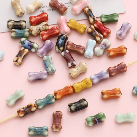 Handmade Ceramic Bone Beads Kiln Glazed Dumbbell Shaped Spacer Beads For DIY Jewelry Making Bracelet Necklace Phone Chain