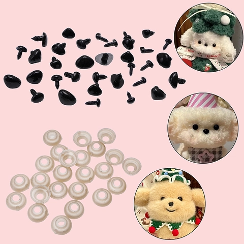 Nez de Sécurité Triangulaires en Plastique Noir pour Fabrication de Poupées DIY Fait Main Crochet Peluche Nez d'Animaux avec Rondelles