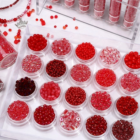 Red Glass Seed Beads For DIY Jewelry Making Round Faceted Matte Glass Loose Beads Bracelet Necklace Handcrafted Accessories