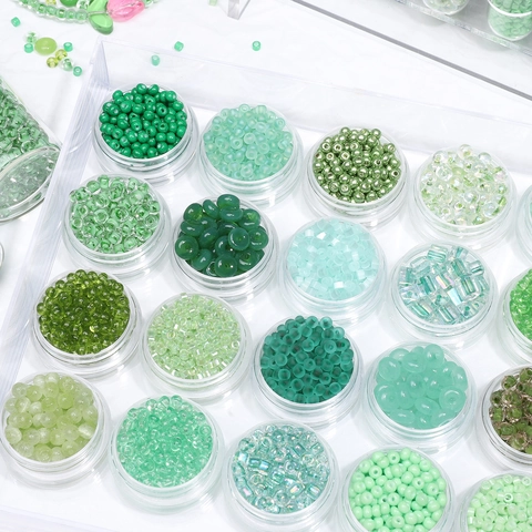 Green Glass Seed Beads Transparent Matte Marble Texture Loose Beads For DIY Bracelet Necklace Earring Jewelry Making