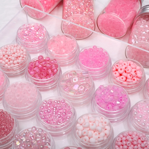 Pink Series Glass Beads DIY Jewelry Making Material Magic Color Frosted Faceted Beads For Handmade Necklace Bracelet Accessory
