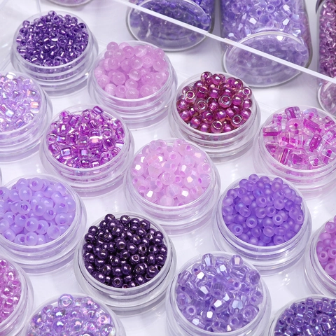 Cuentas de Semilla de Vidrio Serie Púrpura para Hacer Joyas de Bricolaje Pulsera Collar Cuentas Sueltas Redondas